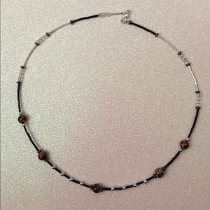 Silver 21” handcrafted necklace with assorted beads